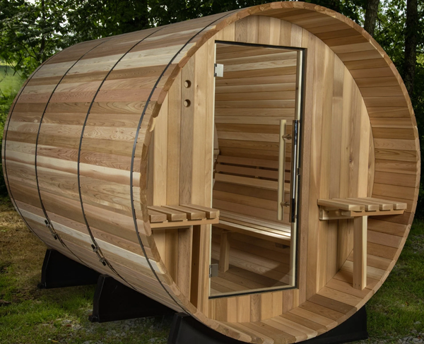 Almost Heaven Huntington 4-6 Person Canopy Barrel Sauna in Onyx