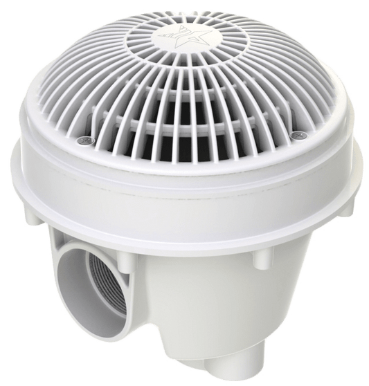 AquaStar 8" Round MoFlow Suction Outlet Cover with Standard 2" NPT, 2" Socket ABS Pump, 2 Pack, White | 8MFSBAC2101