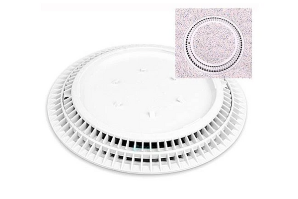 Color Match 10" VGB Pebble Top Drain Cover, Includes Riser Ring, Base Ring and Phillips Screws, Round, White | 10-PTD-101A