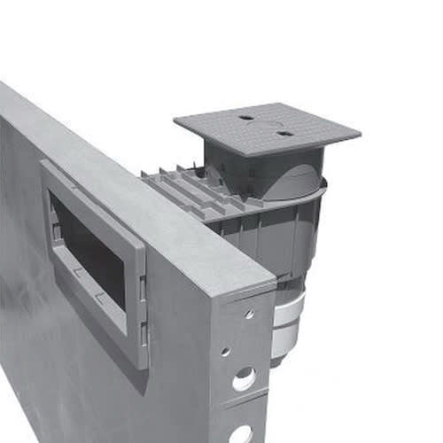 Waterway Renegade Wide Mouth Vinyl Liner Skimmer, 2 Port, Square Lid, 2" Socket, 9" Throat, Gray |540-8507