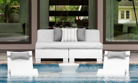 Affinity Square Sunbed With Backrest Cushion in White Fabric