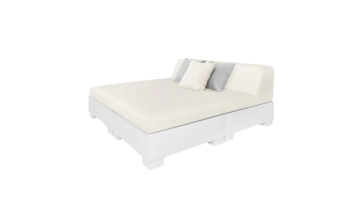 Affinity Square Sunbed With Backrest Cushion in White Fabric