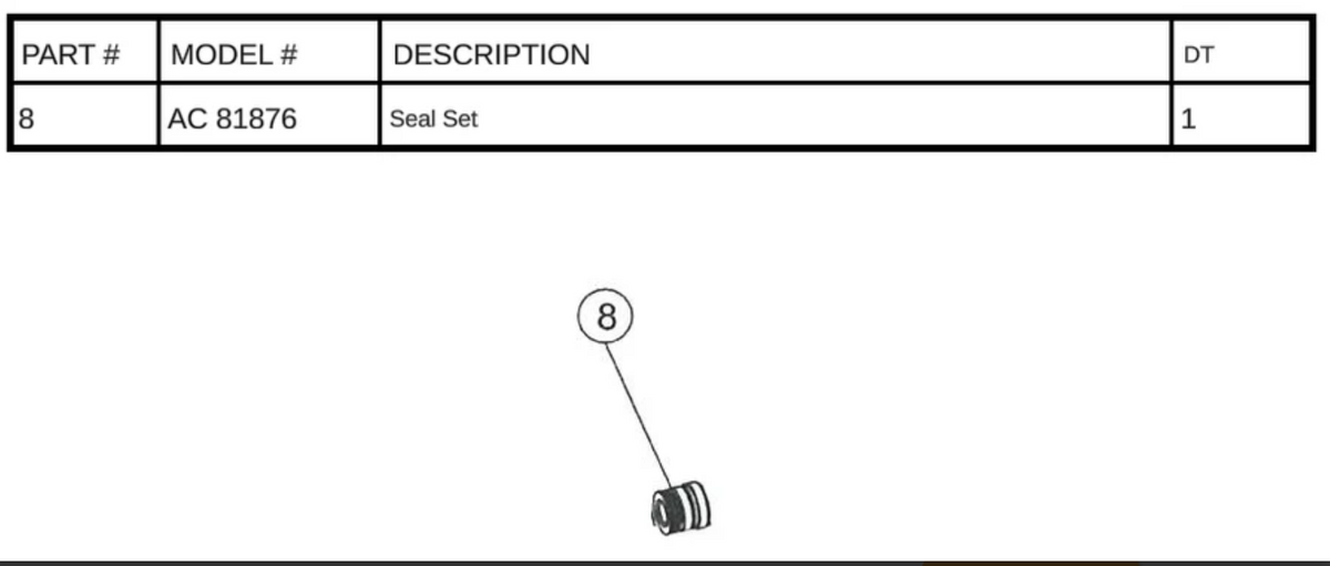 Seal Set For Hurricane D-2 Pump | BLUAC81876