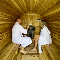 Almost Heaven Huntington 4-6 Person Canopy Barrel Sauna in Onyx