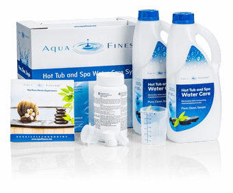 compare product Aquafinesse Hot Tub Water Care System Kit Includes: (2) 2L Aquafinesse, (2) Filter Cleaner Tablets, Measuring Cup, Instruction Manual  (Lasts Approx. 3-5 Months) | 956500