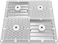 AquaStar 18" Square Frame with Four 9" Square Wave Anti-Entrapment Suction Outlet Covers and Vented Riser Rings, White | WAV18WR101