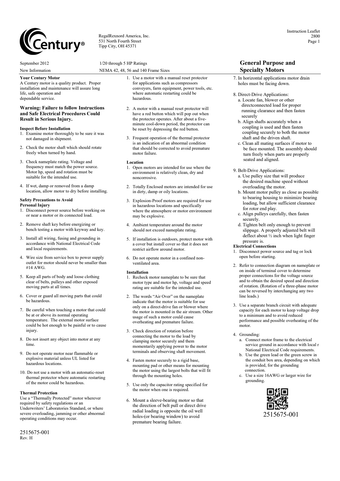 compare product Century Pump Motor 2HP 1Ph 60Hz 230V 56C Frame | B124