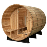 Charleston 4 Person Canopy Barrel Sauna in Rustic Cedar