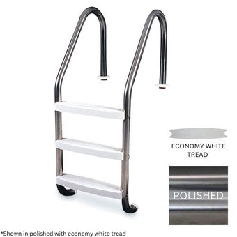 compare product Global 3 Tread Economy Ladder .049 with White Treads | GPP-LD-E49-3ST-SS-EW