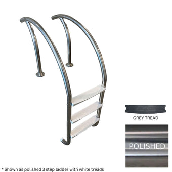 compare product Global 3 Tread Modern Ladder Polished .065 with Gray Heavy Duty Treads | GPP-MLD-3ST-SS-G