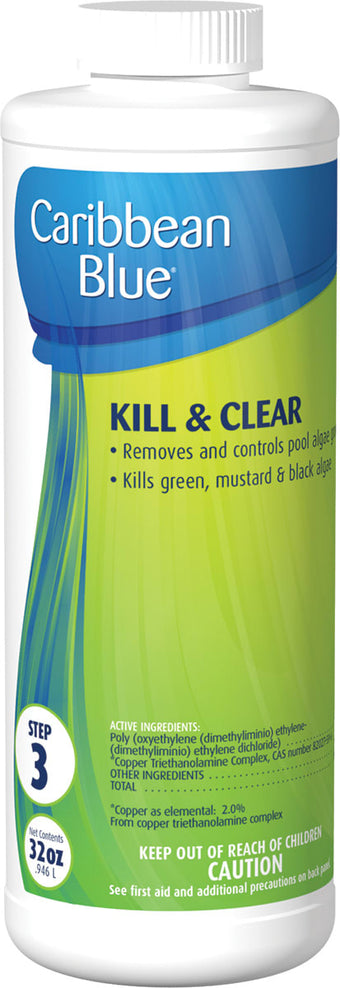 compare product Caribbean Blue Pool Kill & Clear Algaecide 32 fl oz Bottle 12/Case | C005162-CS20Q