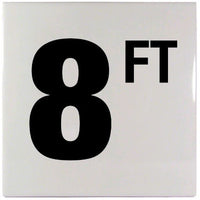 8Ft Sm Inlays 8 W/Ft Depth Marker-Ceramic Blk/White Smooth 6" Depth Marker 8 Ft Smooth Surface 6In X 6In Ceramic  | C610080