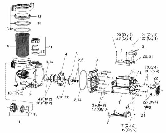 Jandy 2" x 2-1/2" Tail Piece, O-Ring & Coupling Nut | R0446101
