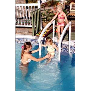 compare product Innovaplas Fiesta ABG Step w/ 2 PVC Handrails & Deck Attachment | PG-1001-S-B