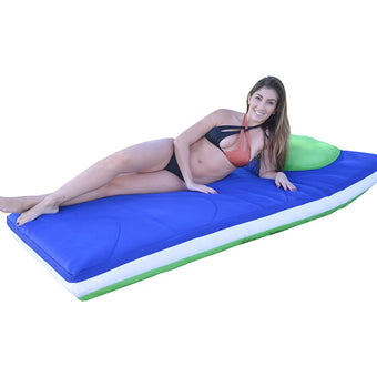 compare product Main Access 3' X 6' Oversized Floatingmatress. (Sky-Lime) Blue/Green Float W/ White Band And Built-In Pillows | 305600