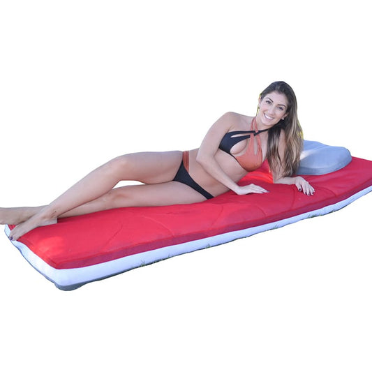 Main Access 3' X 6' Oversized Floatingmatress. (Scarlet-Gray) Red/Gray Float W/ White Band And Built-In Pillows | 305630