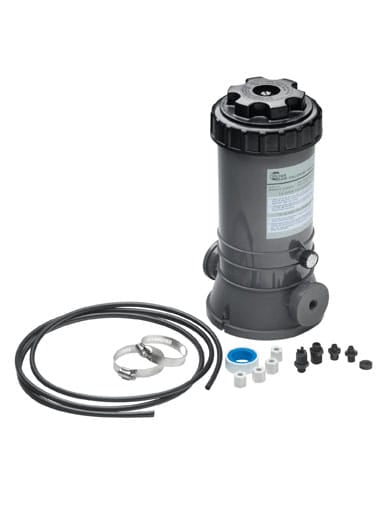 Ocean Blue Off-Line Chemical Feeder, for Use with Sticks, 1" or 3" Tablets, Includes Tubing, Adapters, Saddle Clamps and Valves, Holds Up to 9lbs Chlorine, Use with Inground and Above Ground Pools | 165012
