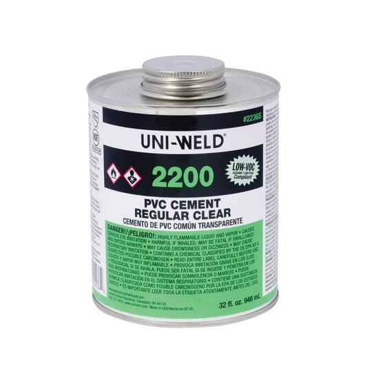 Oatey 1 Quart Can Clear 2200 Series Regular Bodied Fast Set Pvc Cement | OTY2236S