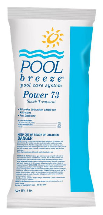 compare product Pool Breeze Power 73%  Cal Hypo Granular Chlorine Shock 1 lb bag, 24 Bags/Case