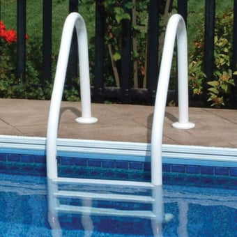 compare product Saftron 3 Step I/G Pool Ladder w/ Escutcheons, White | P-324-L3-W
