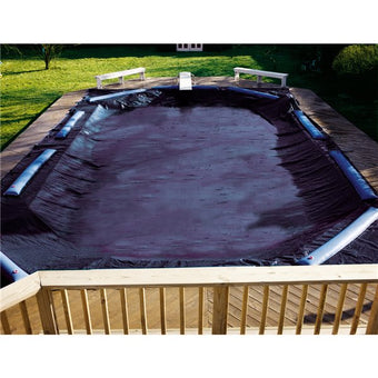 compare product Swimline Deluxe 12' x 20' Rectangle In Ground Winter Pool Cover, 5' Overlap, Blue/Black, 8 Year Warranty | CO81725R