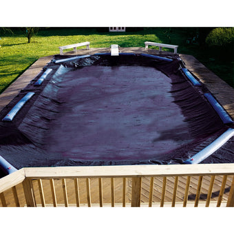 compare product Swimline Deluxe 18' x 36' Rectangle In Ground Winter Pool Cover, 5' Overlap, Blue/Black, 8 Year Warranty | CO82341R