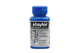 compare product Taylor 7-Way Test Strips for Free Chlorine, Total Chlorine/Bromine, pH, Alkalinity, Hardness, CYA w/ Mobile App, 50/Bottle, 12/Case | S-1403-12