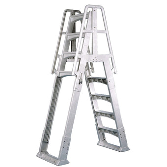 compare product Vinyl Works A-Frame 4 Tread A/G Pool Ladder w/ Slide Lock Barrier, White | SLA-W