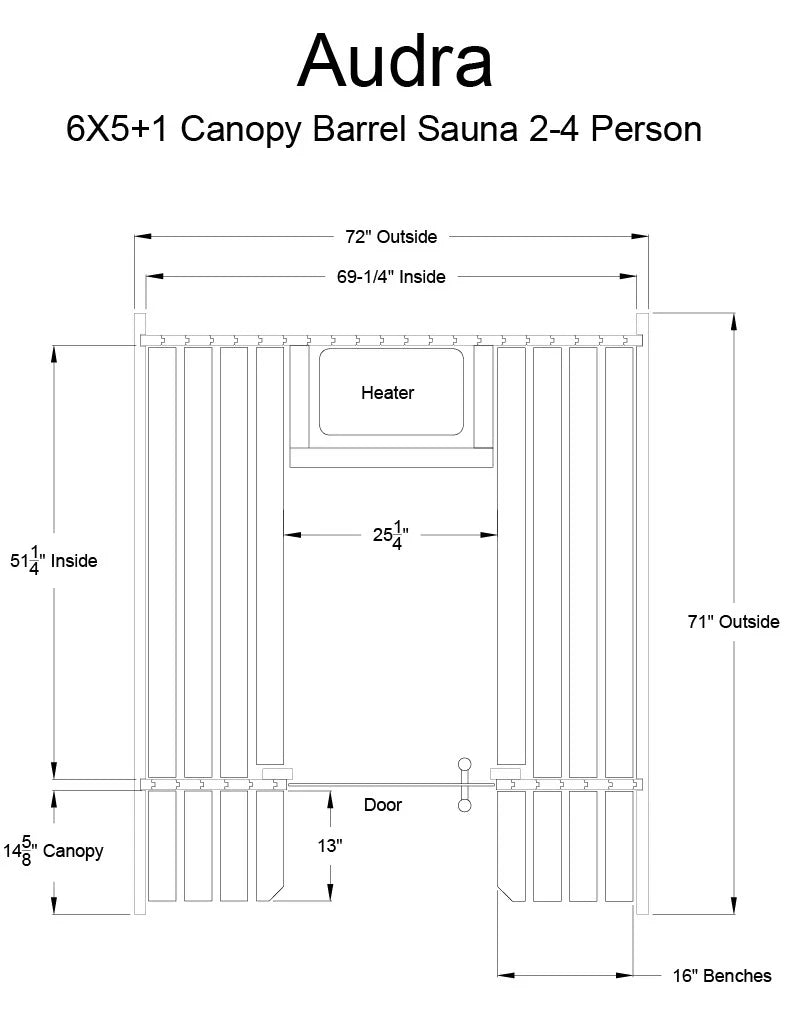 Audra 2-4 Person Canopy Barrel Sauna in Onyx