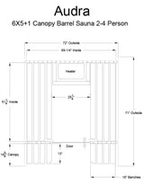 Audra 2-4 Person Canopy Barrel Sauna in Onyx