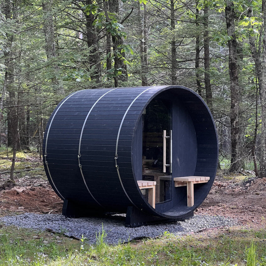 Audra 2-4 Person Canopy Barrel Sauna in Onyx