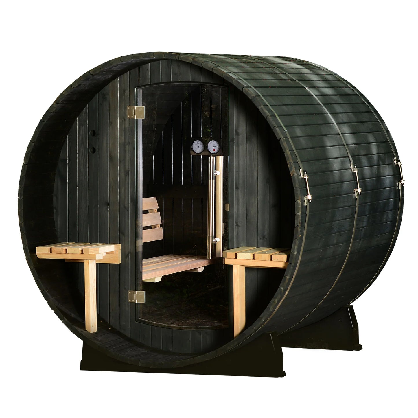 Audra 2-4 Person Canopy Barrel Sauna in Onyx