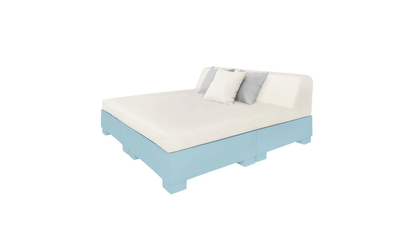 Affinity Square Sunbed With Backrest Cushion in White Fabric