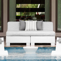 Affinity Square Sunbed With Backrest Cushion in White Fabric