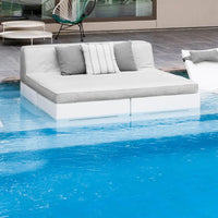 Affinity Square Sunbed With Backrest Cushion in White Fabric
