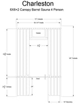 Charleston 4 Person Canopy Barrel Sauna in Rustic Cedar
