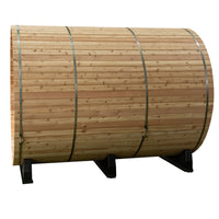 Charleston 4 Person Canopy Barrel Sauna in Rustic Cedar