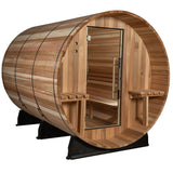 Huntington 4-6 Person Canopy Barrel Sauna in Rustic Cedar