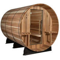 Huntington 4-6 Person Canopy Barrel Sauna in Rustic Cedar