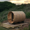 Huntington 4-6 Person Canopy Barrel Sauna in Rustic Cedar