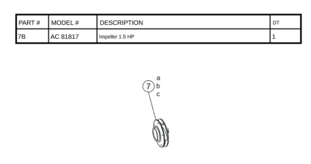 Impeller 1.5 hp  For Hurricane D-2 Pump | BLUAC81817
