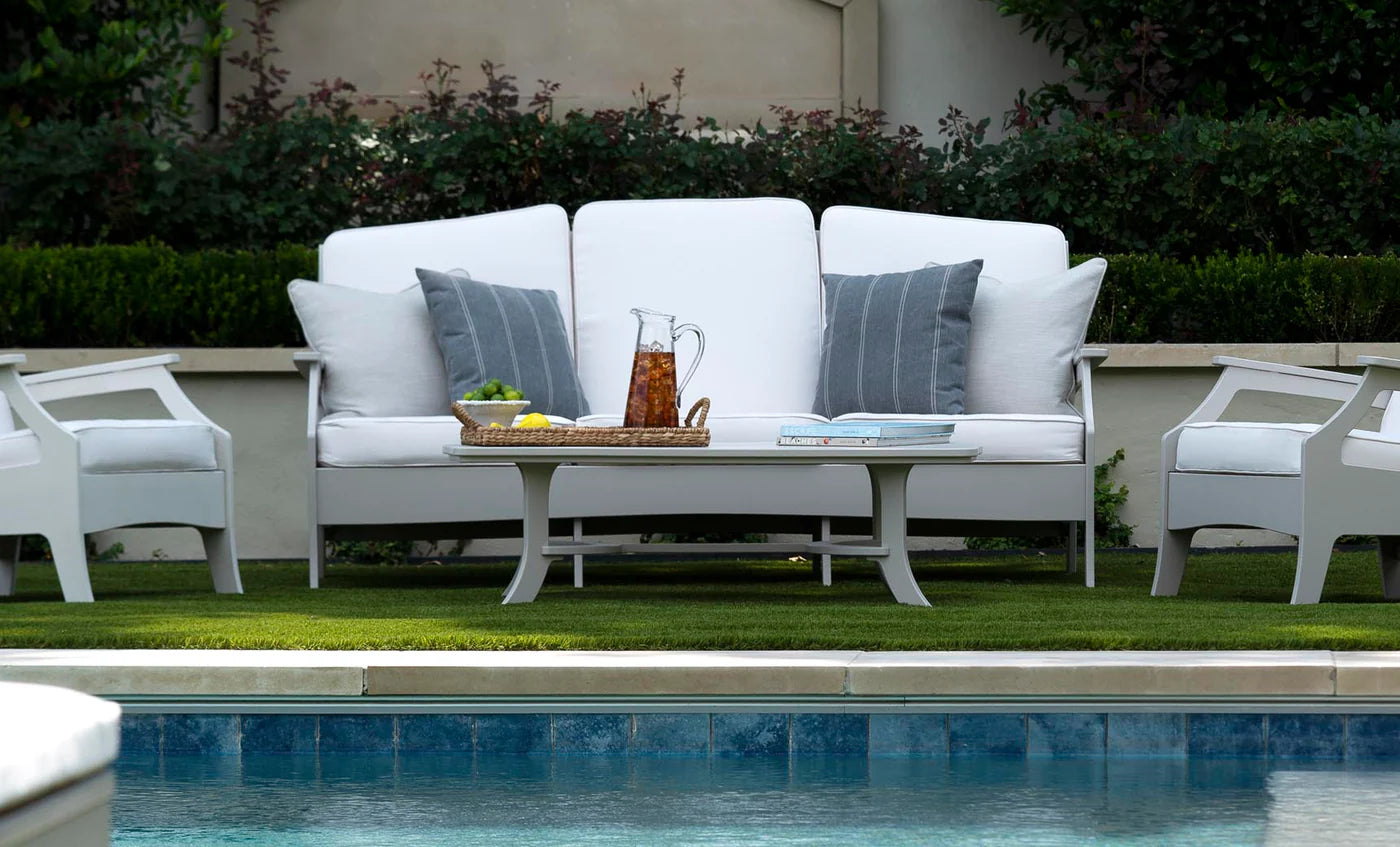 Lattice Back Legacy Sofa With White Cushions