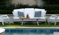 Lattice Back Legacy Sofa With White Cushions