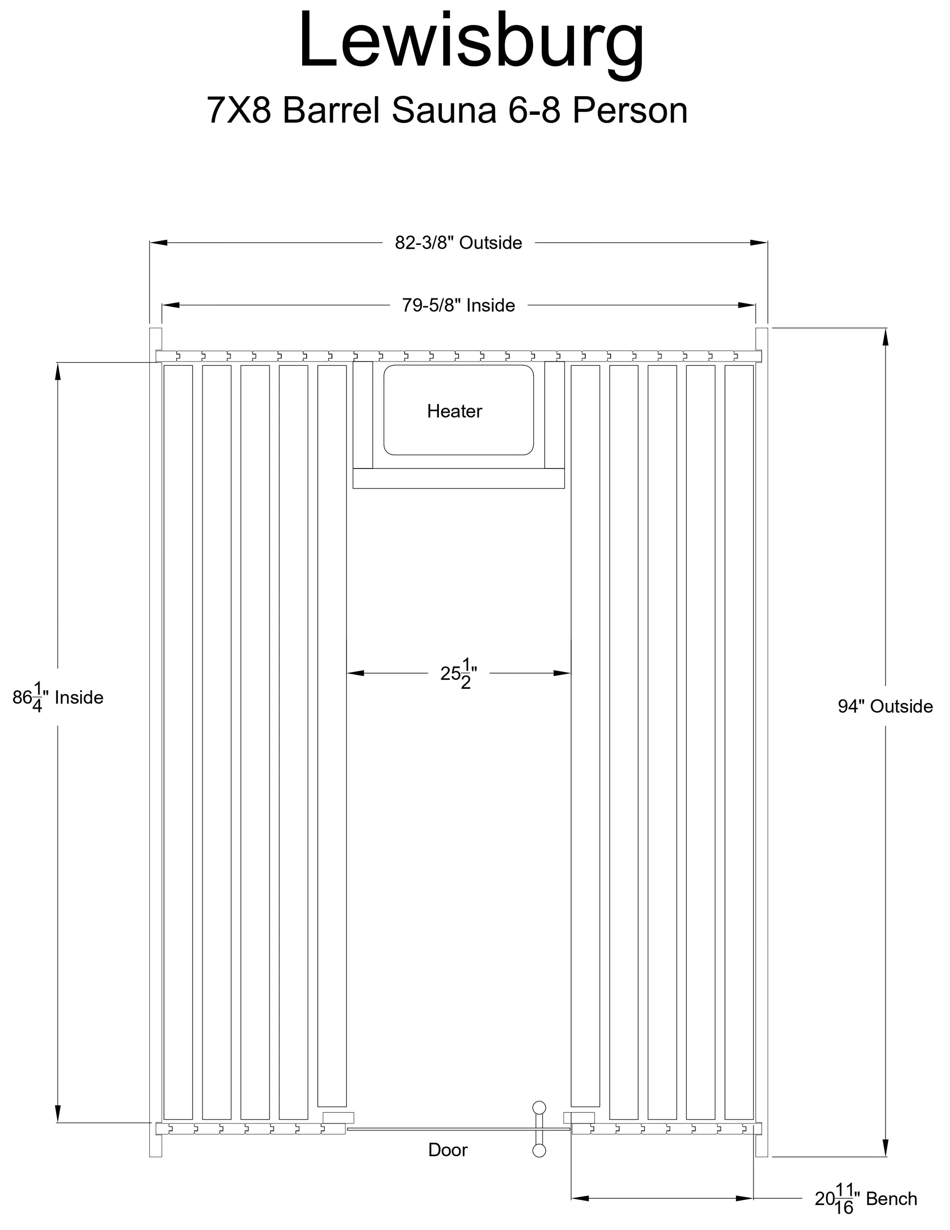 Lewisburg 6-8 Person Barrel Sauna in Onyx
