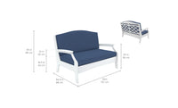 Lattice Back Legacy Loveseat With White Cushions