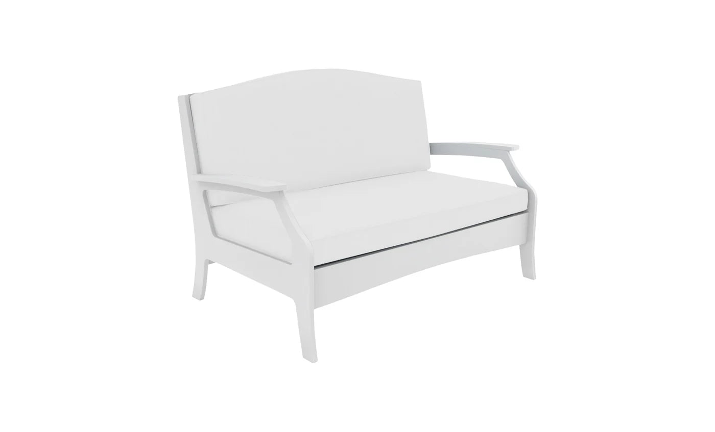 Lattice Back Legacy Loveseat With White Cushions