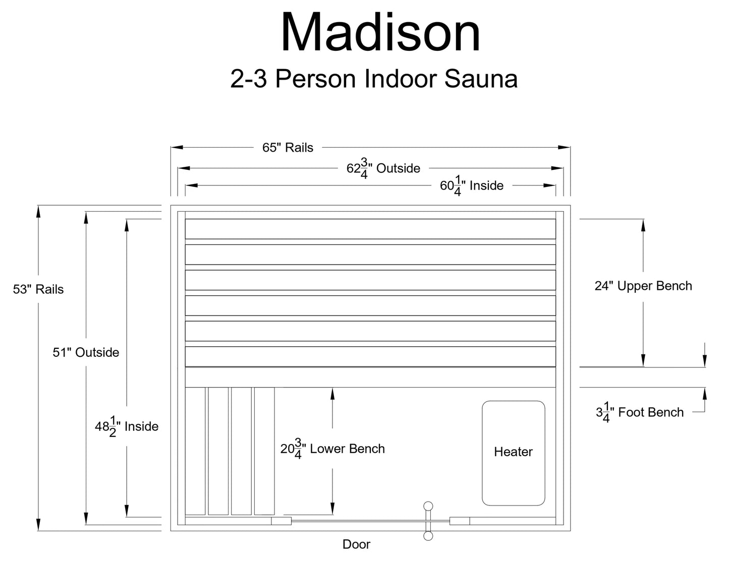 Madison 2-3 Person Indoor Sauna in Rustic Red Cedar