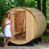Princeton 6 Person Barrel Sauna in Rustic Cedar