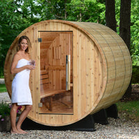 Princeton 6 Person Barrel Sauna in Rustic Cedar