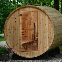 Princeton 6 Person Barrel Sauna in Rustic Cedar